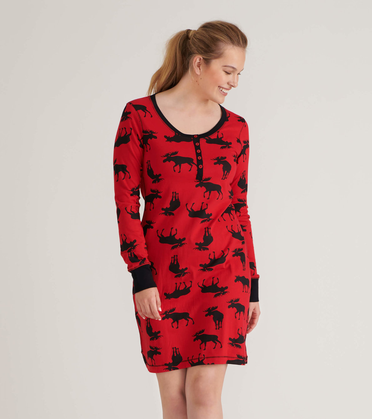 View larger image of Moose on Red Women's Nightdress