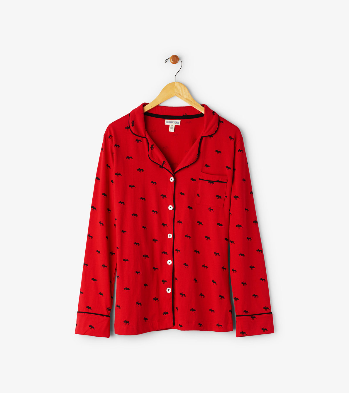 Agrandir l'image de Pyjama pour femme - Orignaux sur fond rouge