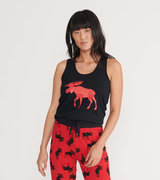 Moose On Red Women's Pajama Tank