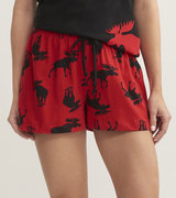 Moose on Red Women's Sleep Shorts