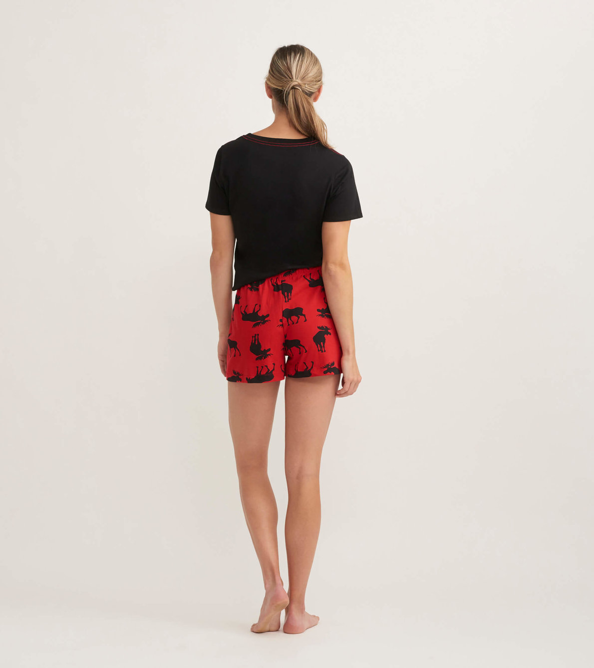 View larger image of Moose on Red Women's Tee and Shorts Pajama Separates