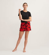 Moose on Red Women's Tee and Shorts Pajama Separates