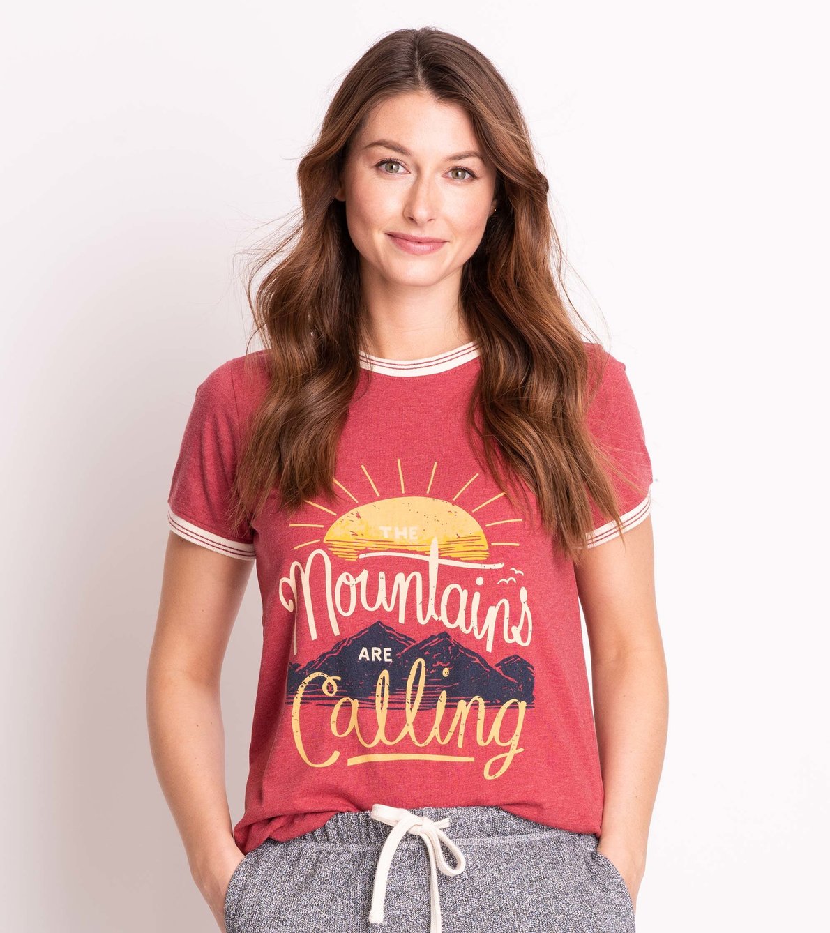 Agrandir l'image de T-shirt en jersey flammé pour femme collection Heritage – Montagnes « Mountains are calling »