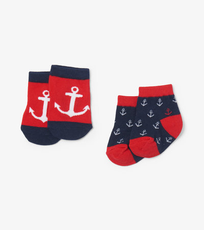 Nautical Anchors 2 Pack Baby Socks