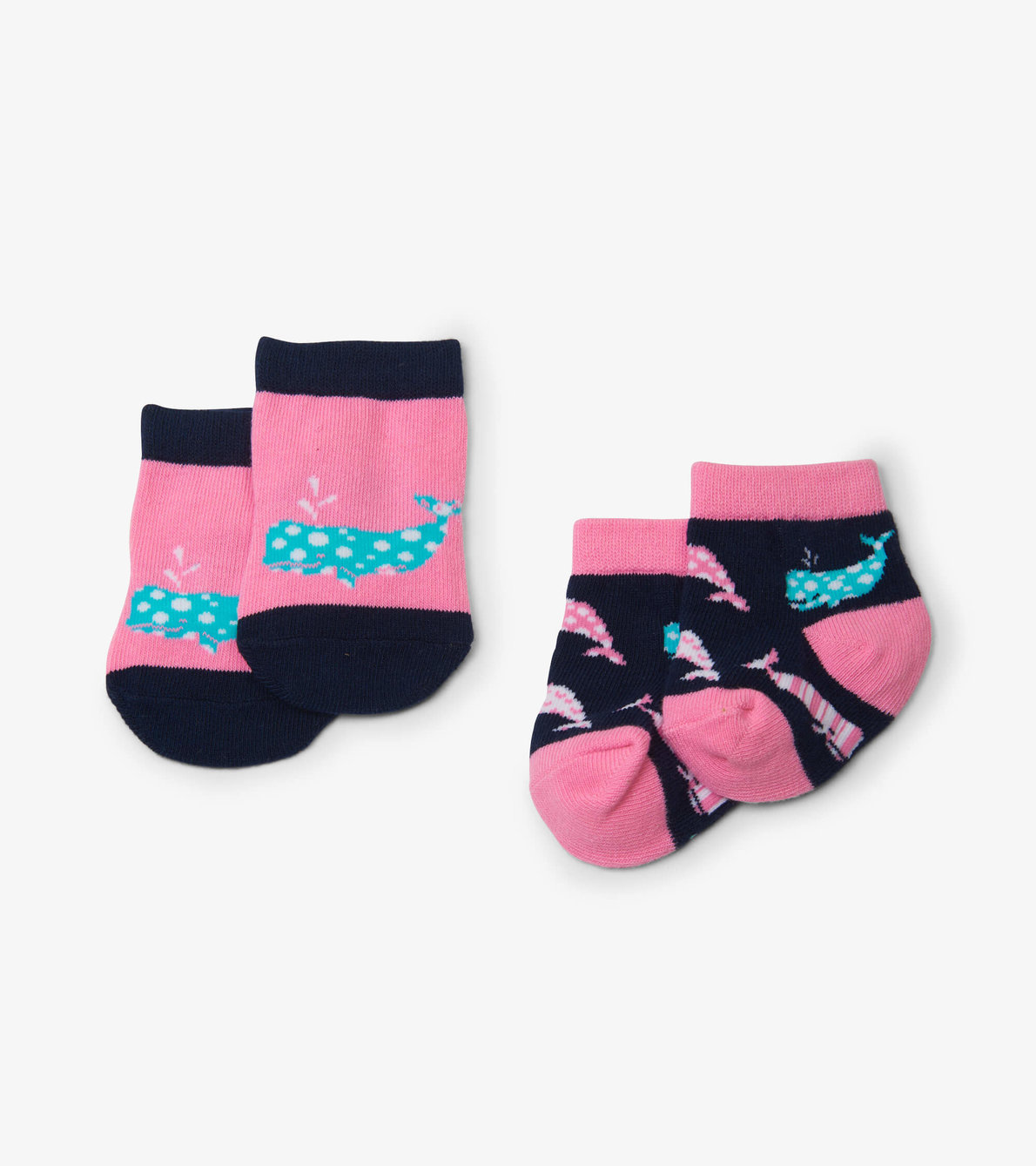 View larger image of Nautical Whale Pink 2-Pack Baby Socks