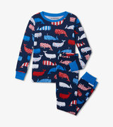 Pyjama pour enfant – Baleines nautiques, bleu
