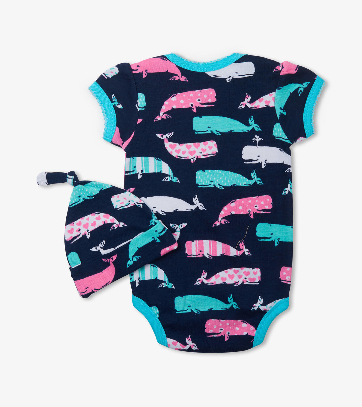 View larger image of Nautical Whales Pink Bodysuit with Hat