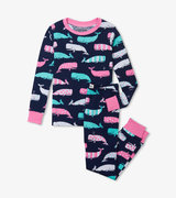 Nautical Whales Pink Kids Pajama Set