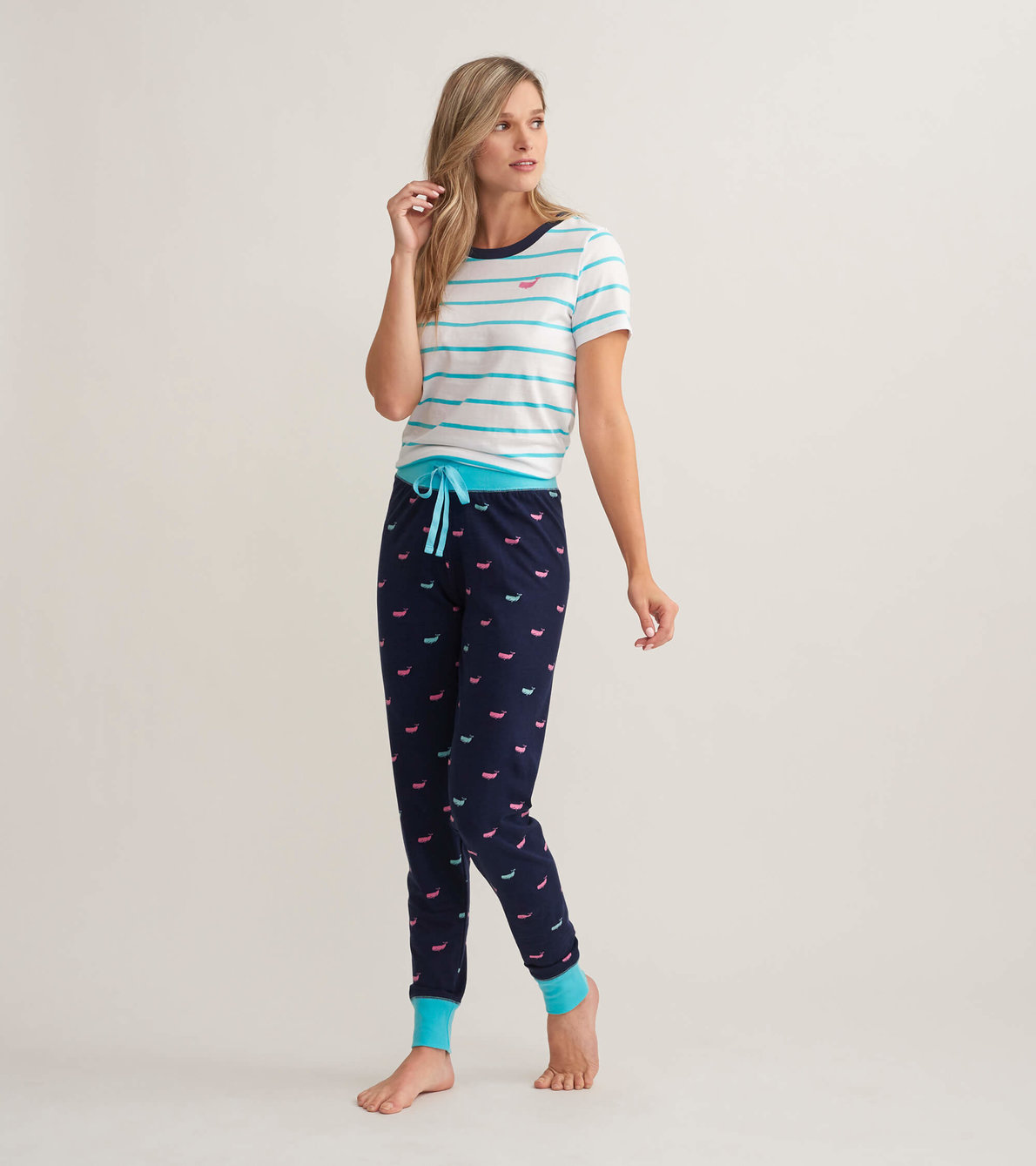 View larger image of Nautical Whales Women's Tee and Leggings Pajama Separates