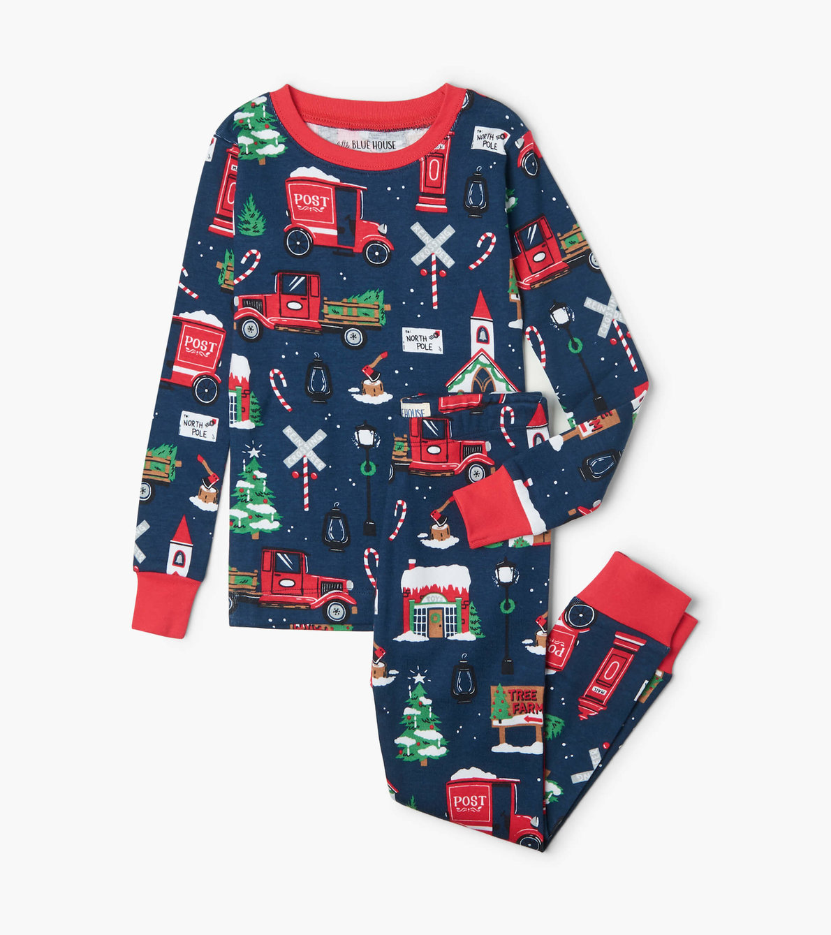 Agrandir l'image de Pyjama pour enfant – Village de Noël bleu marine