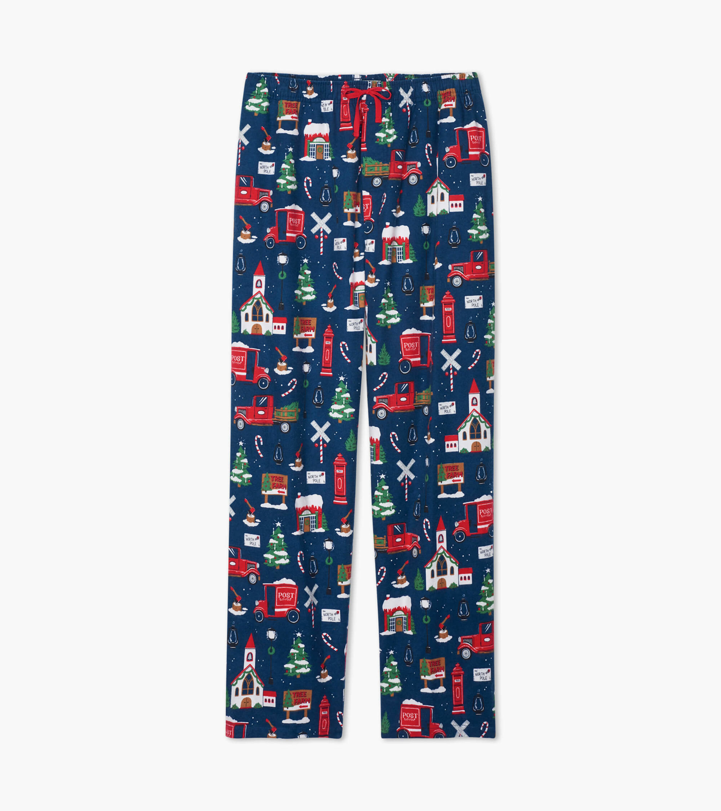 Navy Christmas Village Men's Flannel Pajama Pants - Little Blue