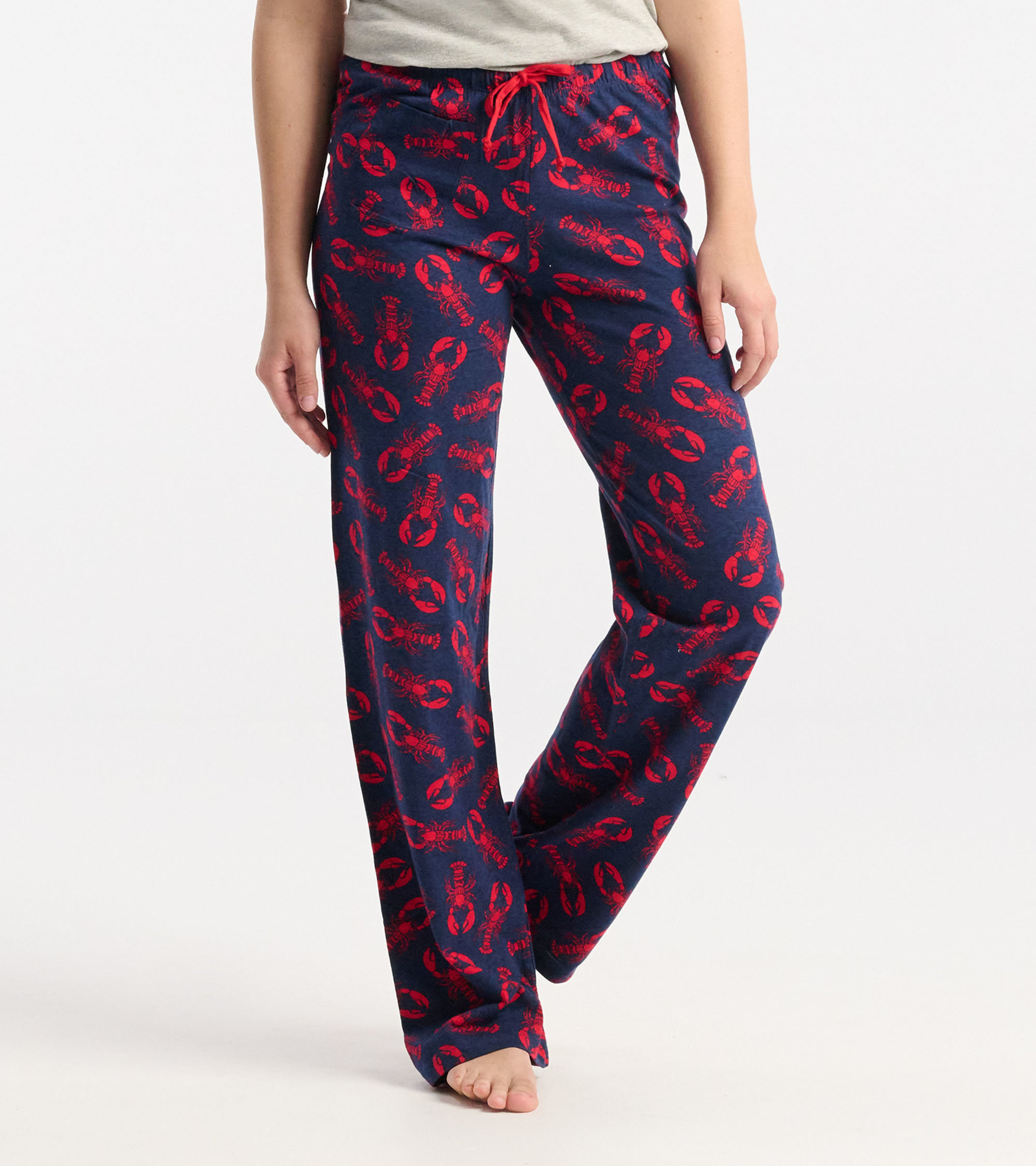 Moose on Red Women's Jersey Pajama Pants - Little Blue House UK