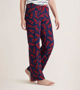 Pantalon de pyjama en jersey pour femme – Homards sur fond bleu marine