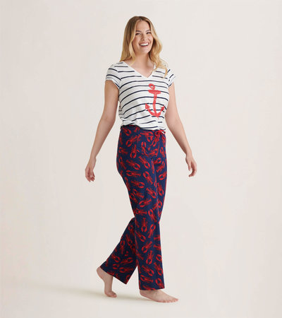 Navy Lobsters Women's Tee and Pants Pajama Separates