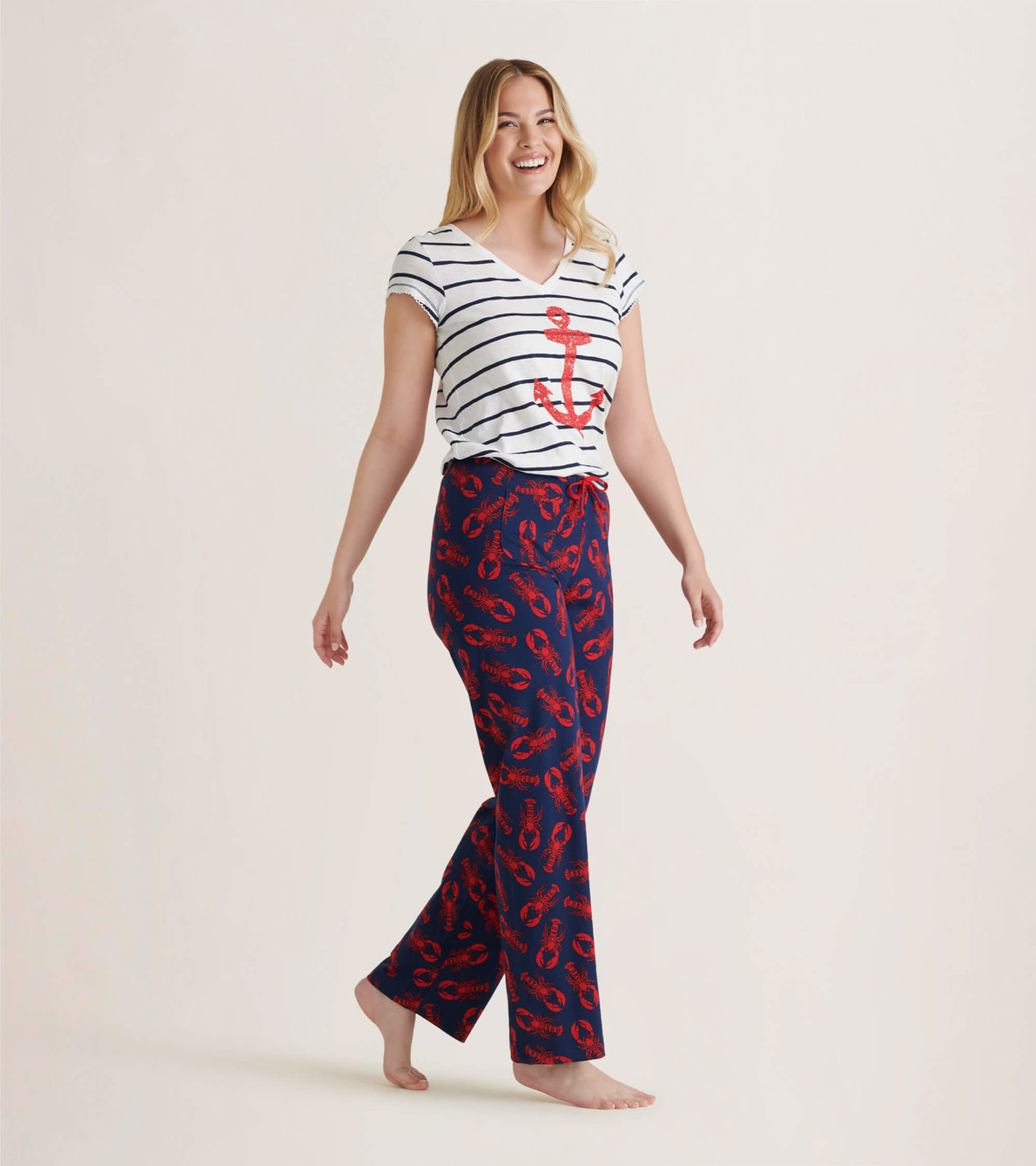 View larger image of Navy Lobsters Women's Tee and Pants Pajama Separates