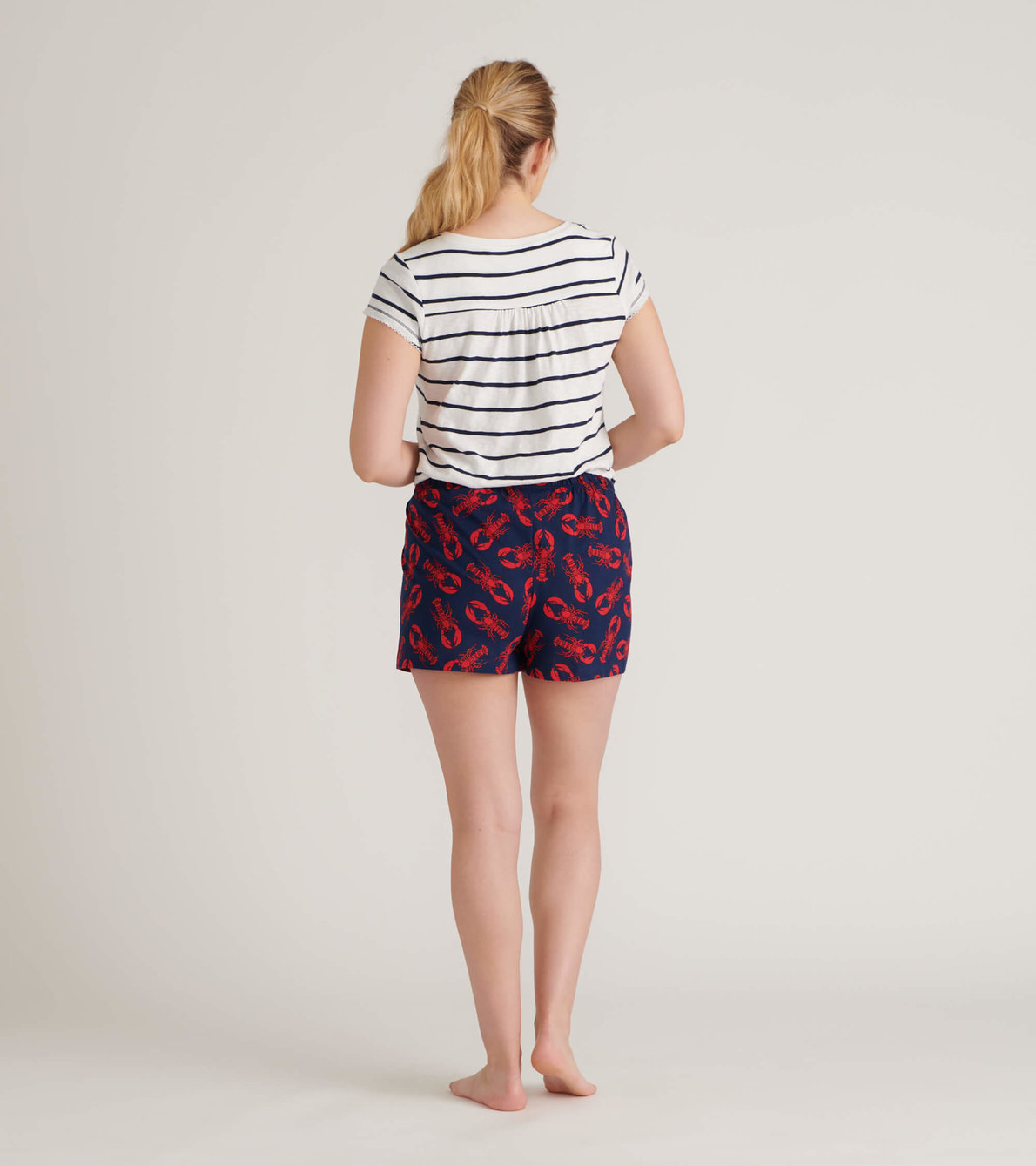 View larger image of Navy Lobsters Women's Tee and Shorts Pajama Separates