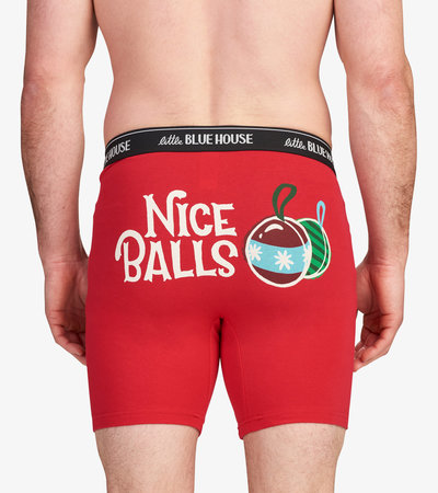 Men's Nice Balls Holiday Ornament Boxers - Little Blue House US