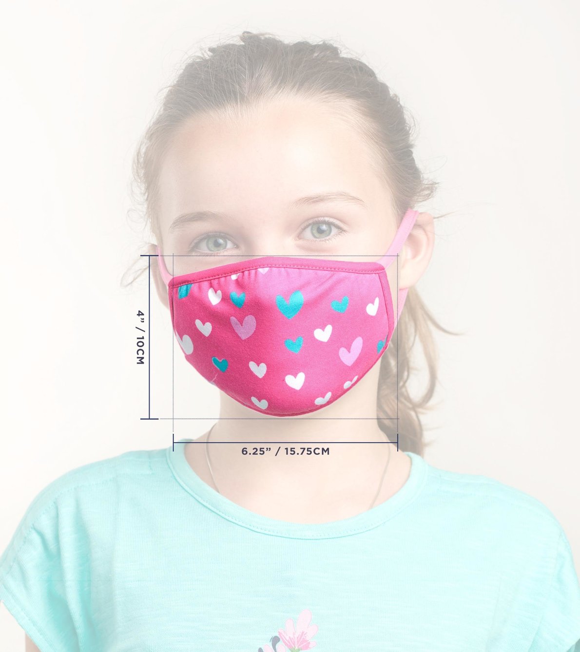 Agrandir l'image de Couvre-visage non médical réutilisable pour tout-petits (âges 2-5) - Coeurs