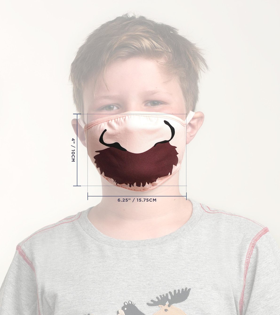 Agrandir l'image de Couvre-visage non médical réutilisable pour tout-petits (âges 2-5) - Moustache