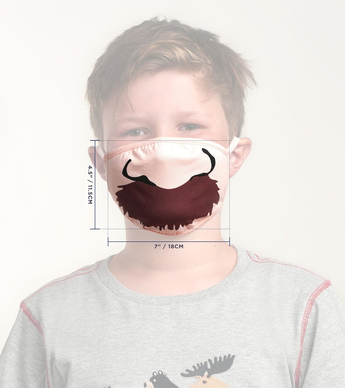 View larger image of Non-Medical Reusable Youth Face Mask (ages 6-10) - Moustache