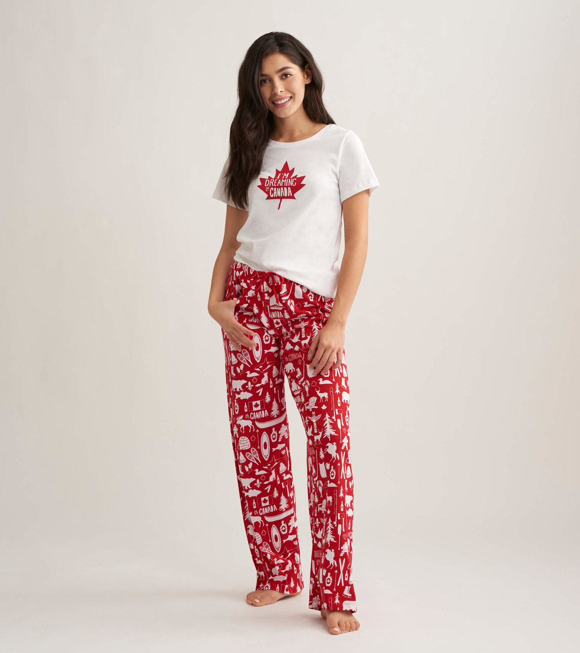 Agrandir l'image de Ensemble de pyjama t-shirt et pantalon interchangeables pour femme - Ô Canada