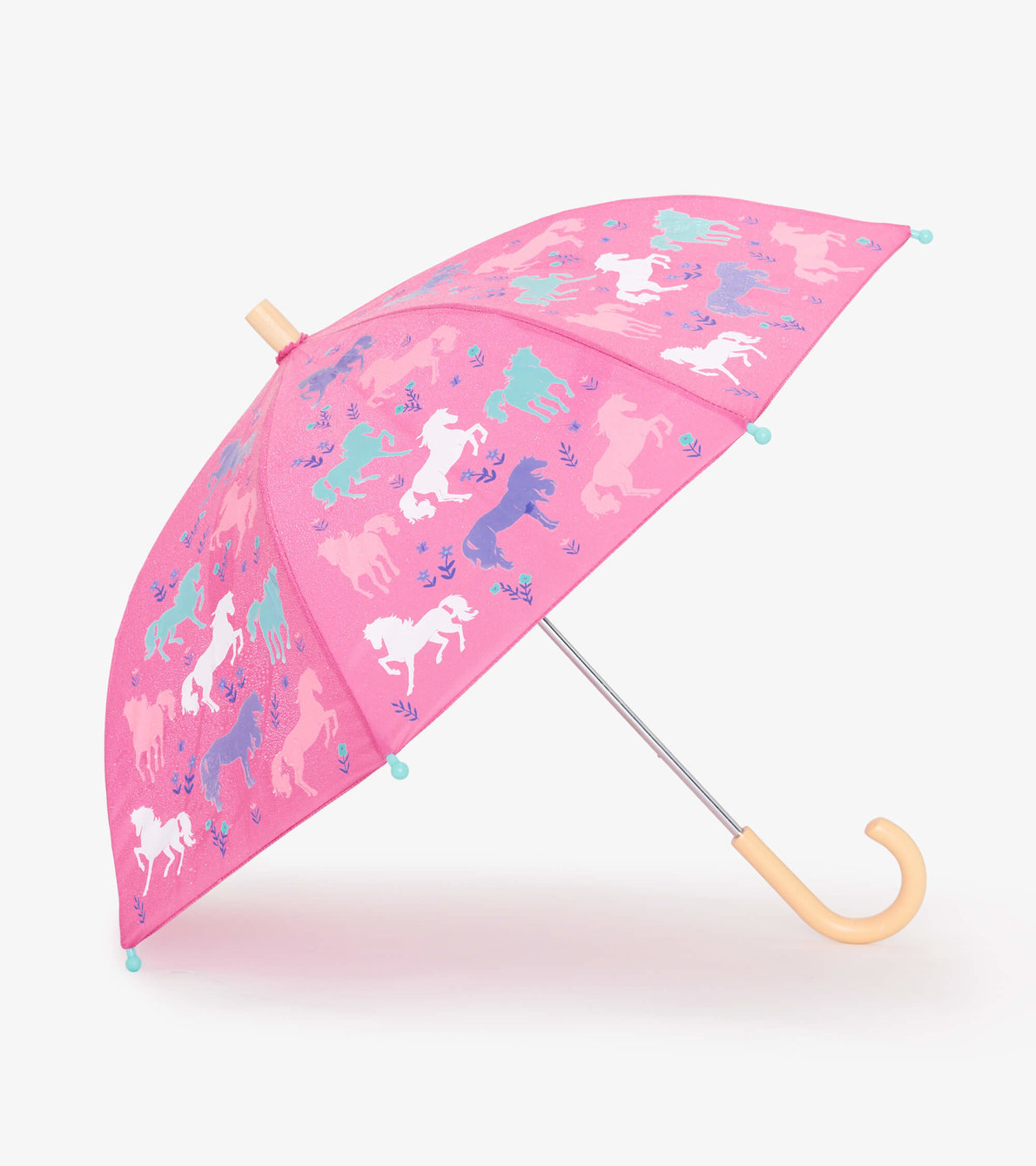 Agrandir l'image de Parapluie à couleur changeante pour enfant – Chevaux prairie