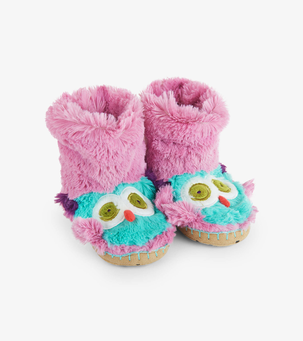 View larger image of Party Owl Kids Fuzzy Slouch Slippers
