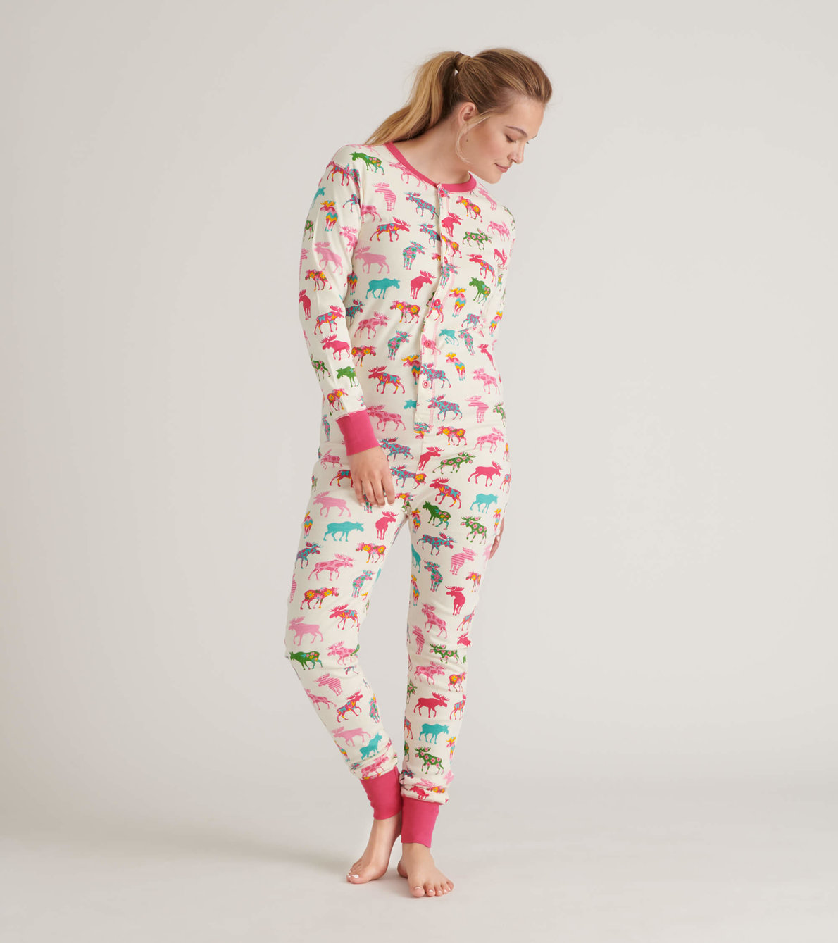View larger image of Patterned Moose Adult Union Suit