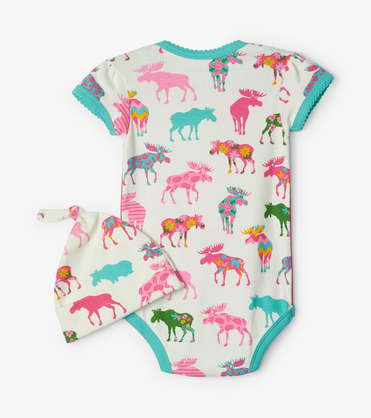 View larger image of Patterned Moose Baby Bodysuit with Hat