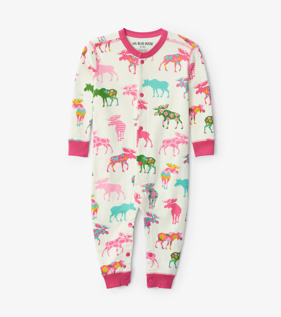 View larger image of Patterned Moose Baby Union Suit
