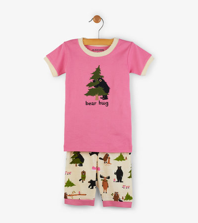 Pyjama court pour enfant – Étreinte d’ours « Bear Hug » rose