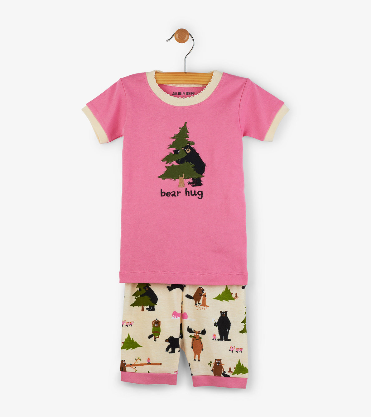 View larger image of Pink "Bear Hug" Kids Short Pajama Set