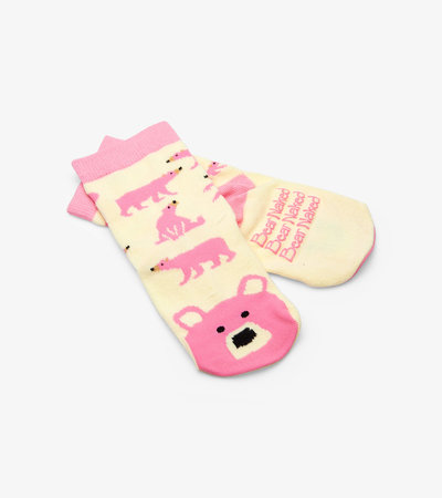 Socquettes pour enfants à motifs d’animaux – Ours rose