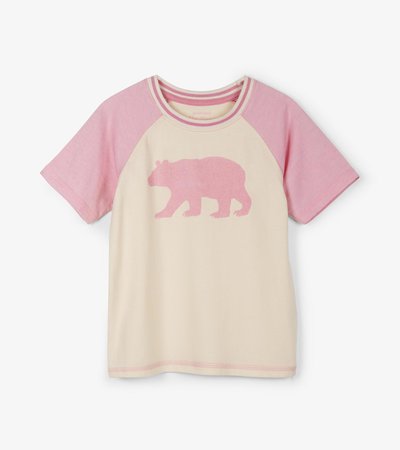 T-shirt à manches raglan pour enfant collection Heritage – Ours roses