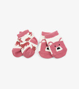 Chaussettes pour bébé (deux paires) – Ours roses sur fond naturel