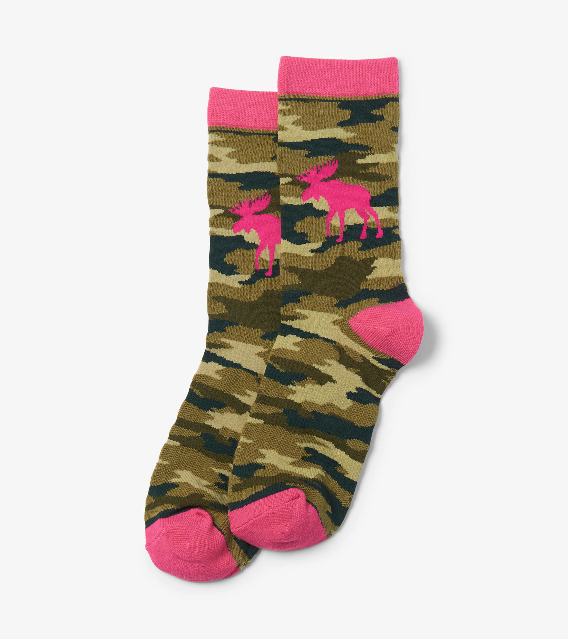 Pink Camooseflage Women's Crew Socks - Little Blue House US