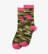 Pink Camooseflage Women's Crew Socks
