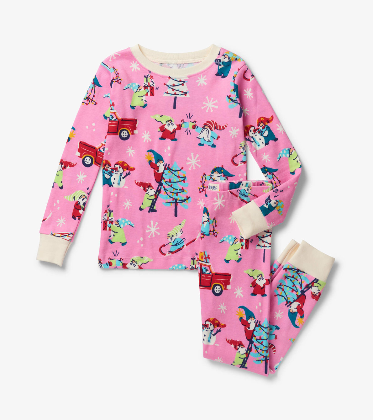 Agrandir l'image de Pyjama pour enfant – Gnomes des fêtes sur fond rose
