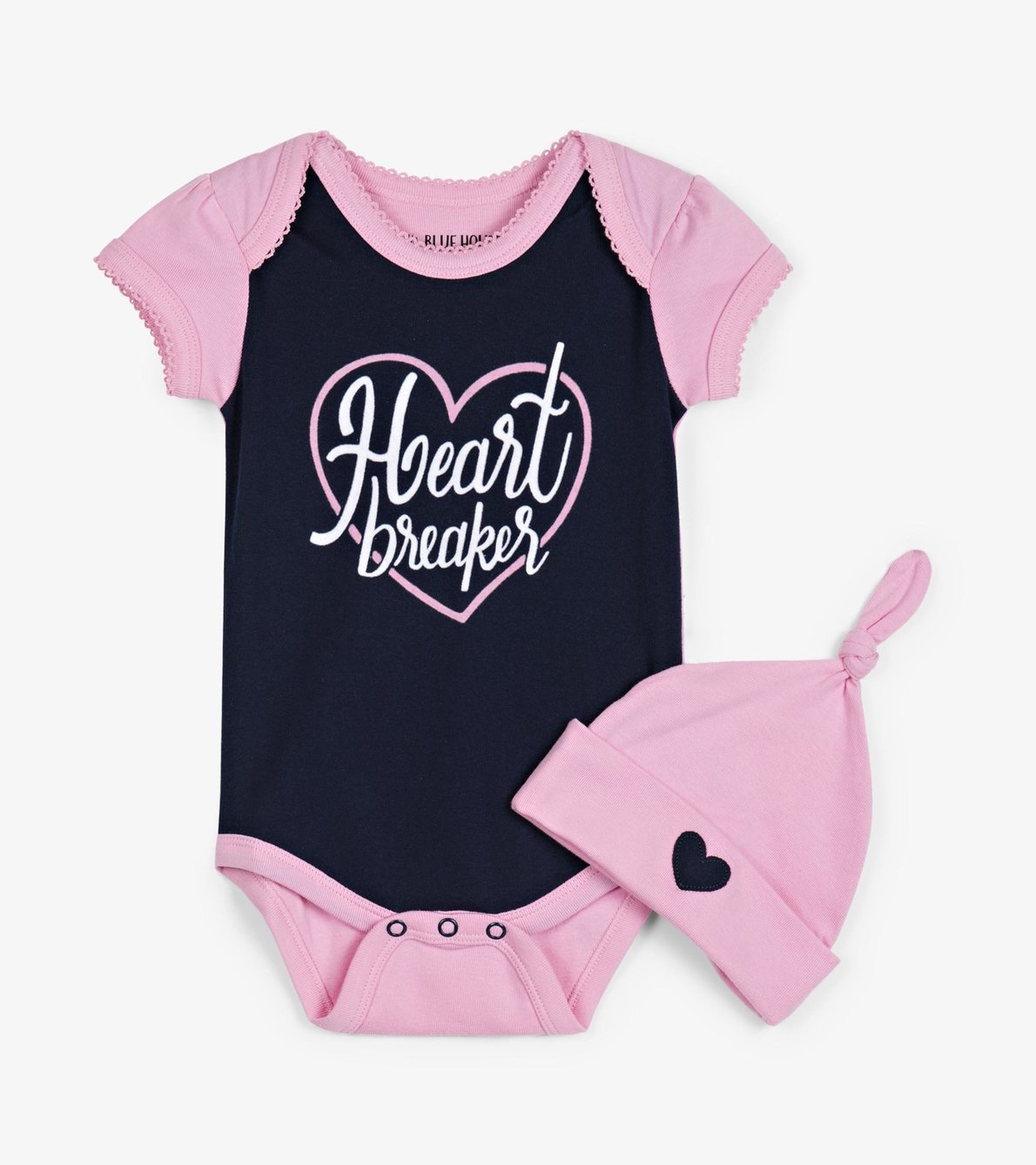 View larger image of Pink Heart Breaker Baby Bodysuit with Hat