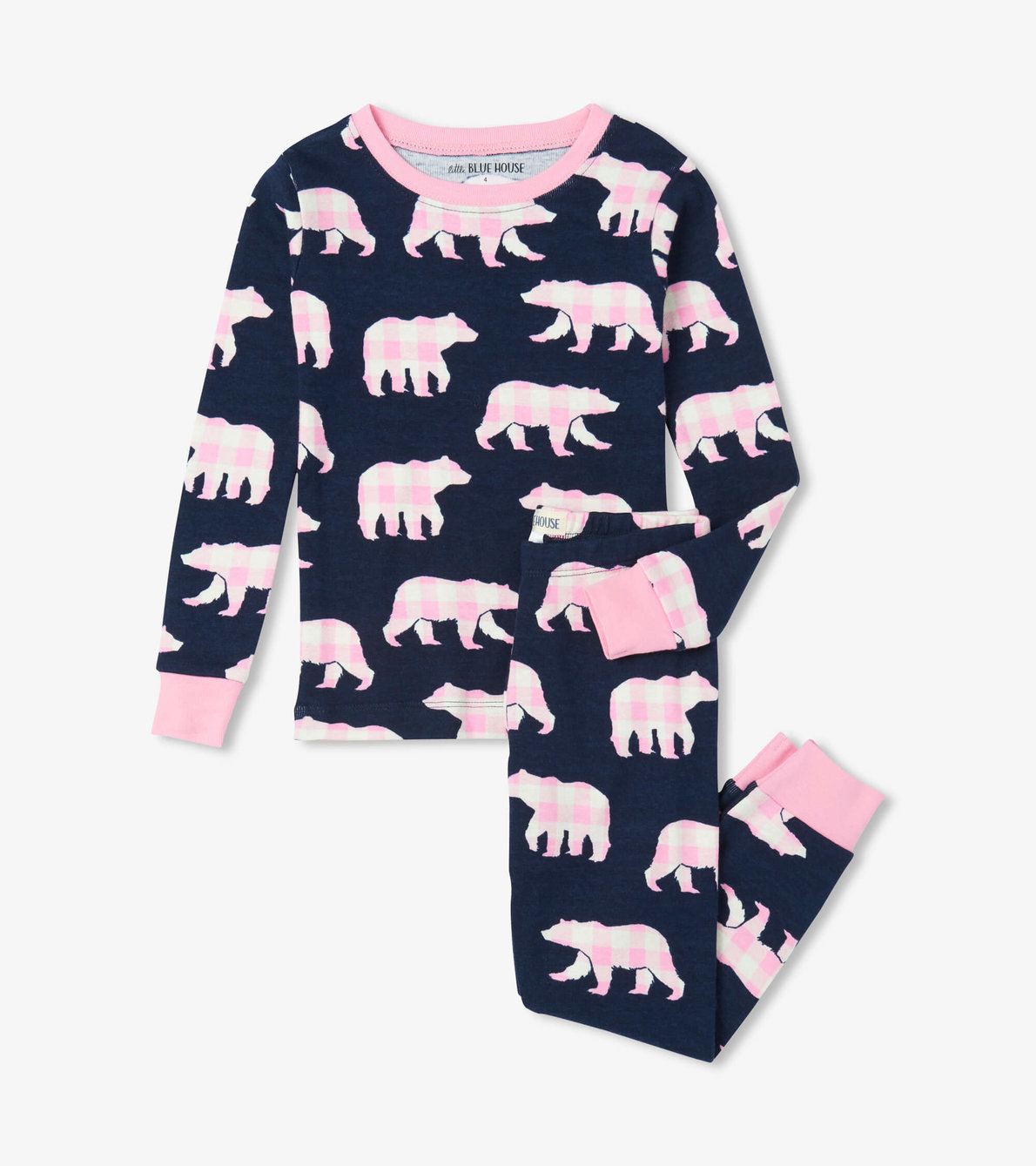 Agrandir l'image de Pyjama pour enfant – Ours à motif tartan rose