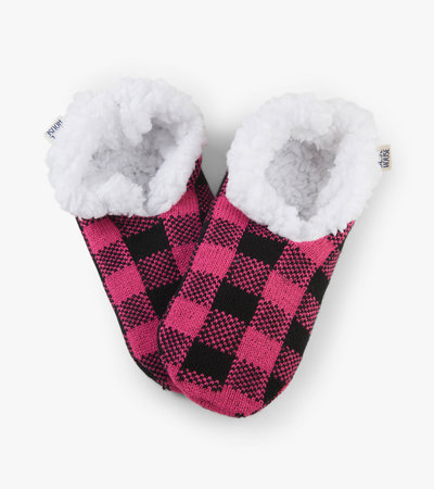 Pink Plaid Women's Warm and Cozy Slippers