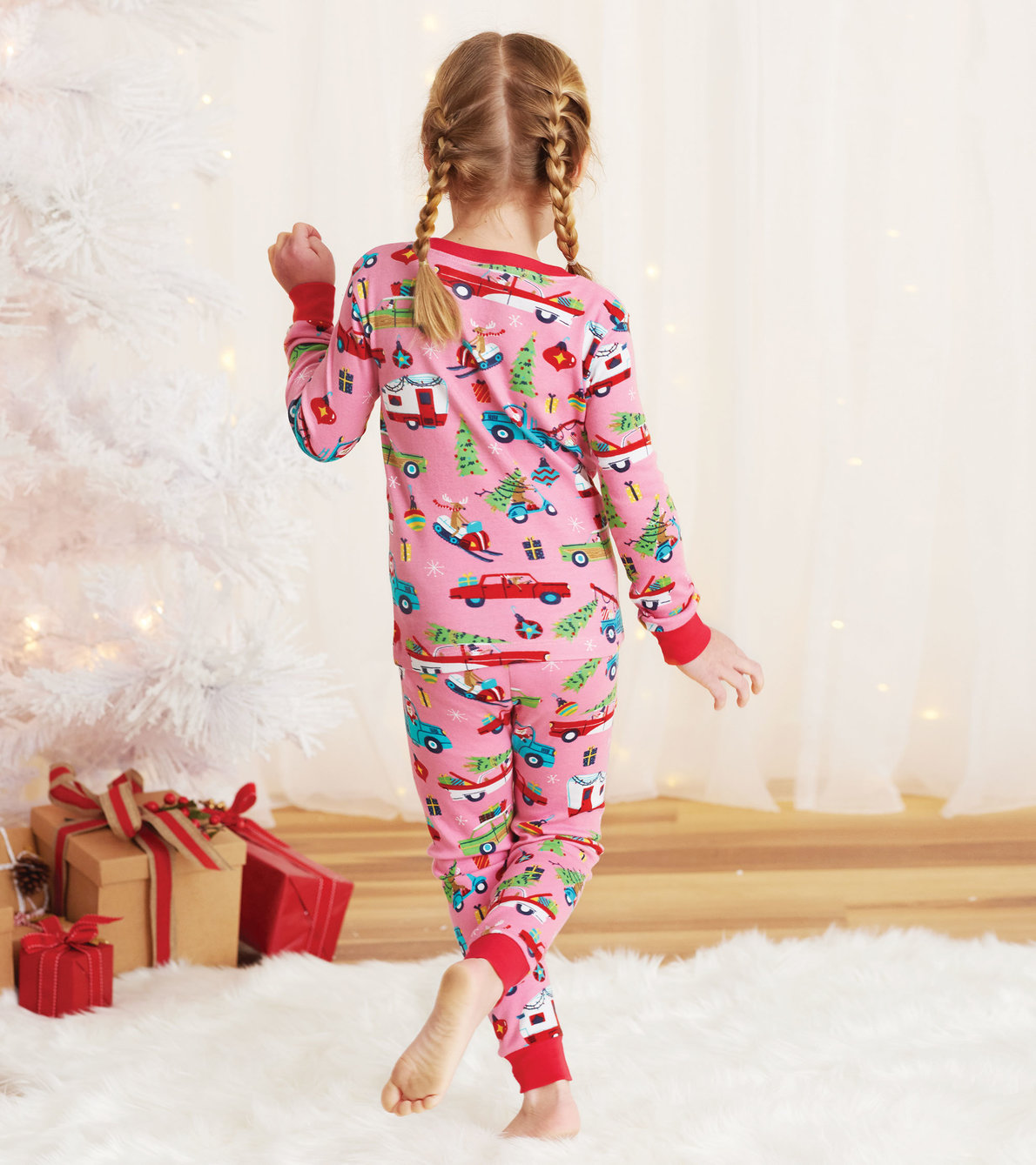 Agrandir l'image de Pyjama pour enfant – Noël rétro fond rose