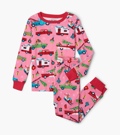 Reindeer Games Pajama in Sugar Plum Pink - Polliwogs Children's