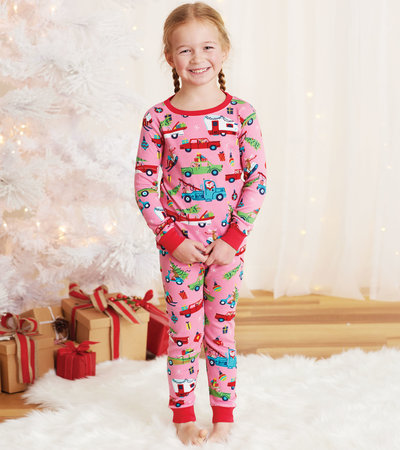 Pyjama pour enfant – Noël rétro fond rose