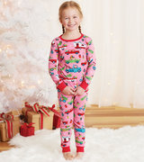 Pink Retro Christmas Kids Pajama Set
