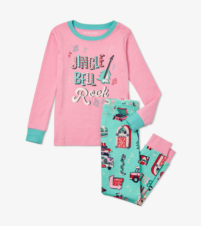 Pink Rockin Holidays Kids Appliqué Pajama Set - Little Blue House US