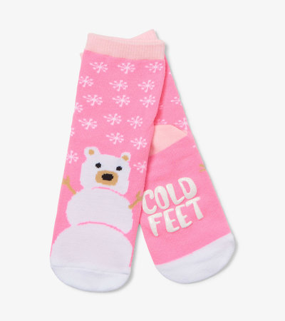 Kids Pink Snow Bear Crew Socks