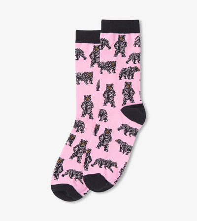 Pink Wild Bears Women's Crew Socks
