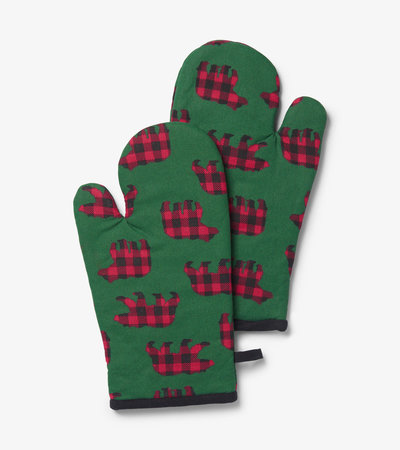 Plaid Bears Oven Mitts