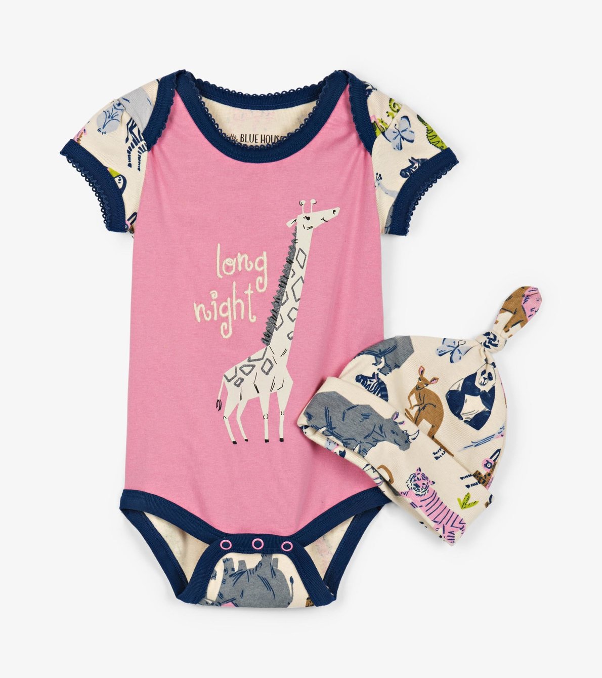 View larger image of Pretty Animal Safari Baby Bodysuit with Hat